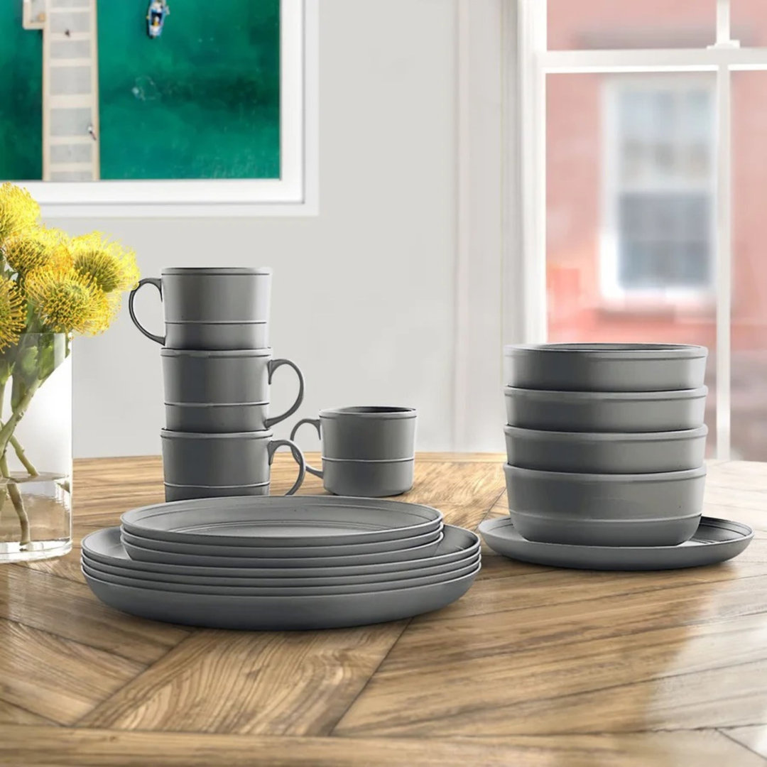 Double Line 16-Piece Dinnerware Set, Service for 4